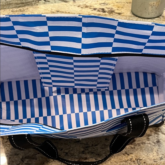 Scout Blue and White Striped Uptown Pocket Tote Bag - Picture 3 of 4